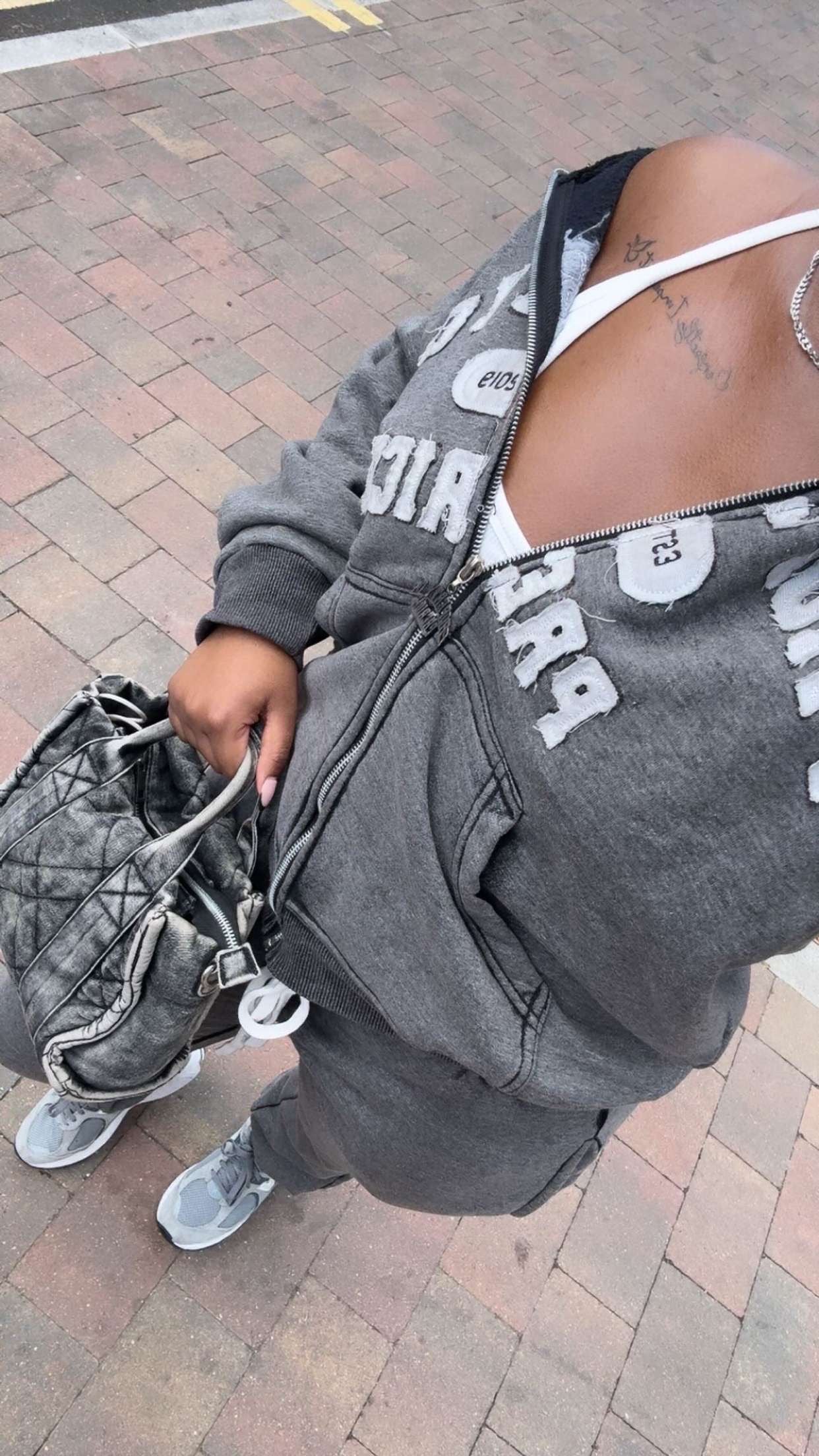 Washed Grey Property Of Prerich Appliqué Tracksuit